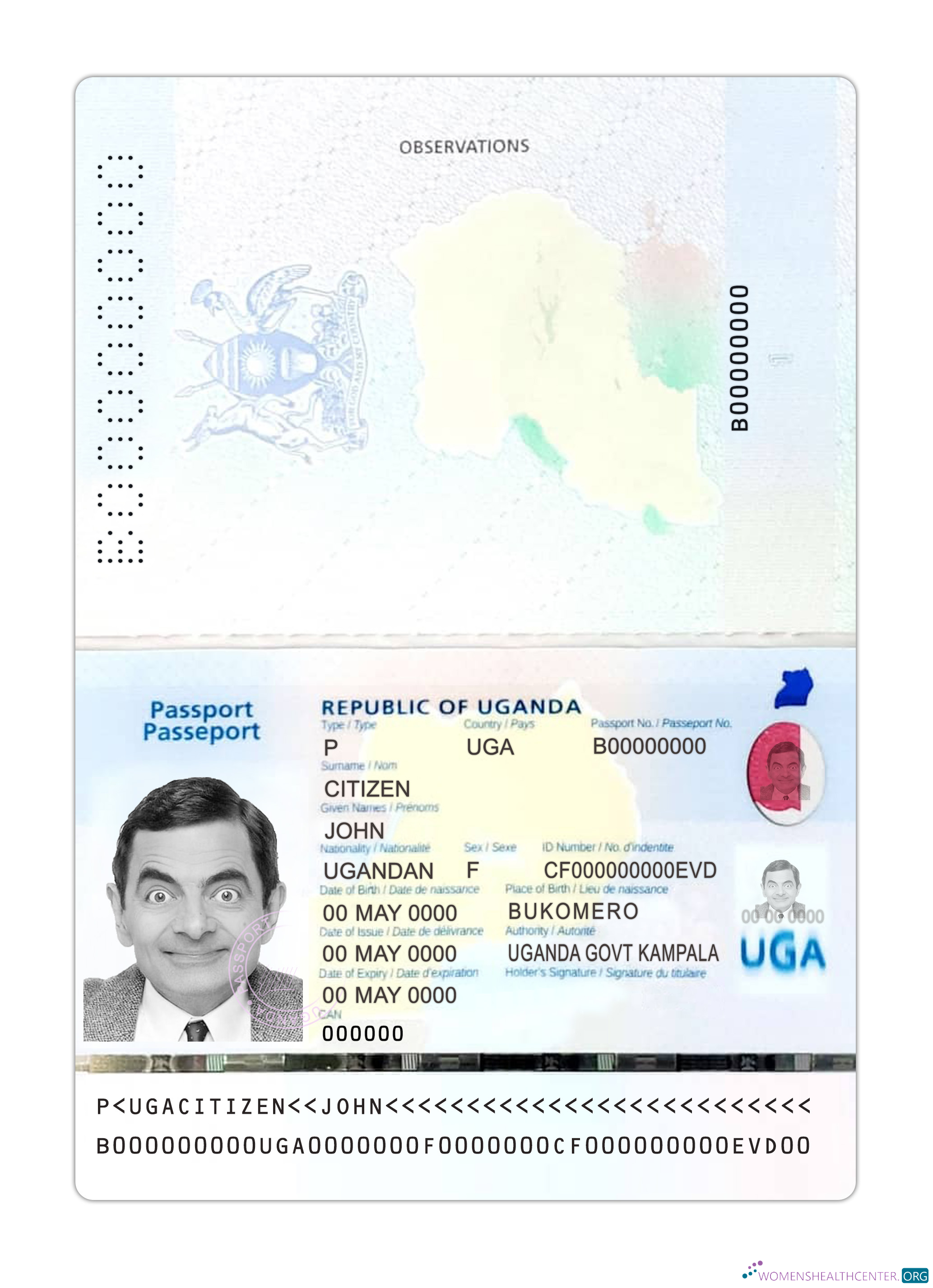 Download Uganda passport 2023 present Photoshop template